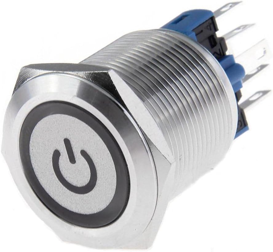 Metal Switch 22mm Waterproof Metal with POWER Symbol Red LED