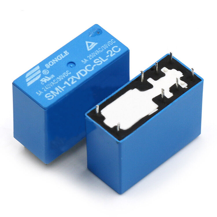 SONGLE Power Relay 2-Ch 12VDC Coil 5A 250VAC/30VDC 8 Pin SMI-12VDC-SL-2C