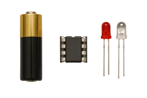 Battery,ICs,Leds